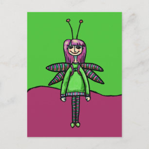 Postale Carte postale, jolie fille libellule