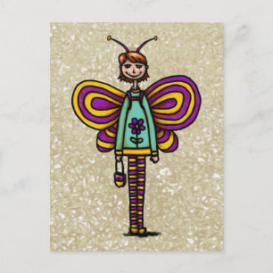Postale Carte postale, jolie fille papillon