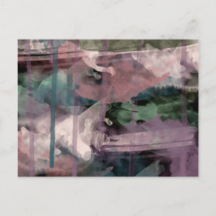 Postale Carte postale, peinture abstraite, rose vert bleu