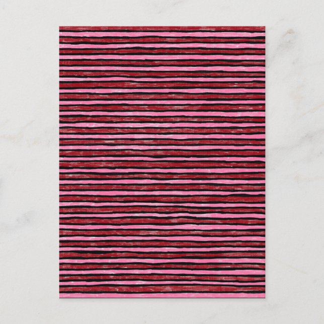 Postale Carte postale, rayures peintes, rouge et rose (Devant)