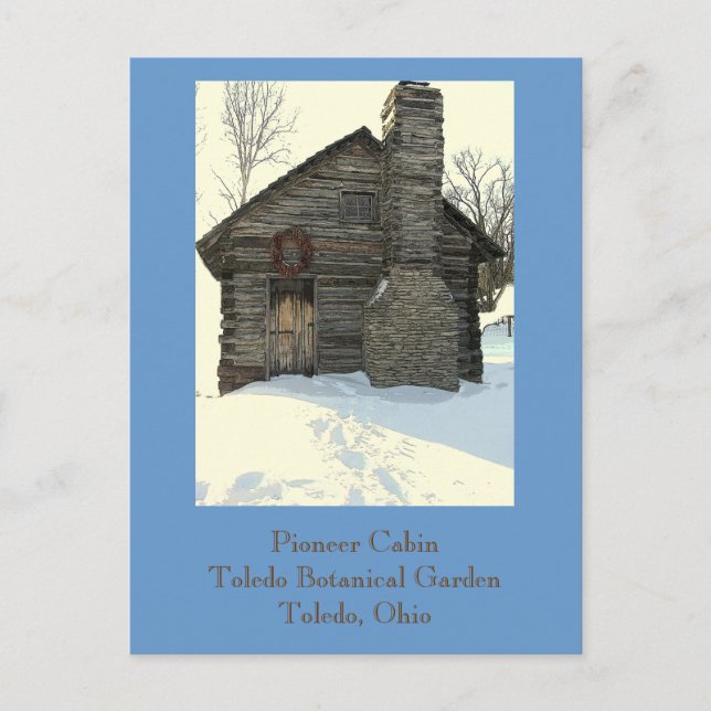 Postale carte postale, "Rustic Pioneer Cabine in Snow" (Devant)