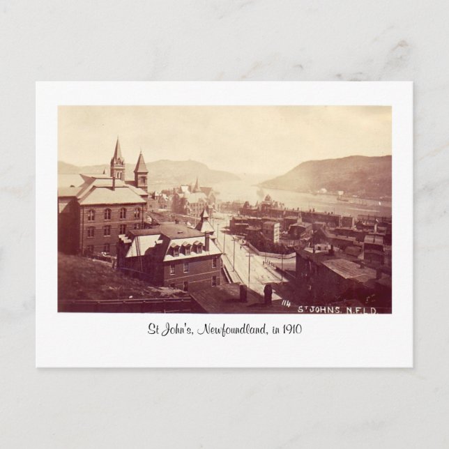 Postale Carte postale, St John's (Terre-Neuve), en 1910 (Devant)