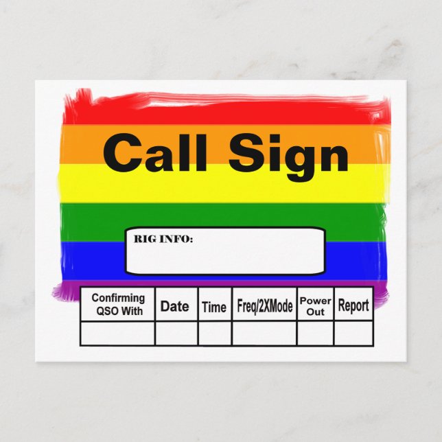 Postale Carte QSL Gay pride Rainbow Flag Ham Radio (Devant)