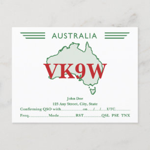 Postale Carte QSL Retro Australie Carte verte