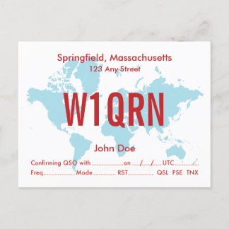 Postale Carte QSL Retro World Blue