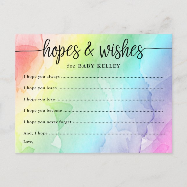 Postale Carte Rainbow Baby shower Hopes & Wings (Devant)