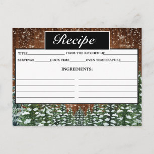 Postale Carte Recette bois et pin de neige noir