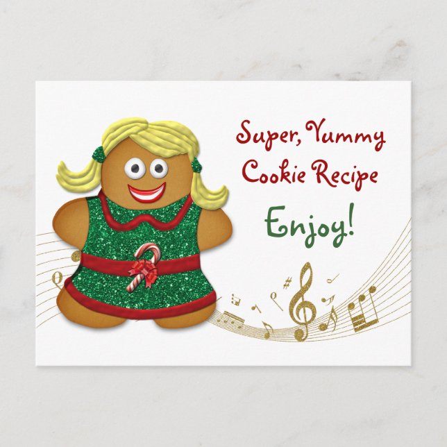 Postale Carte Recette Cookie pour Holiday Cookie Exchange (Devant)