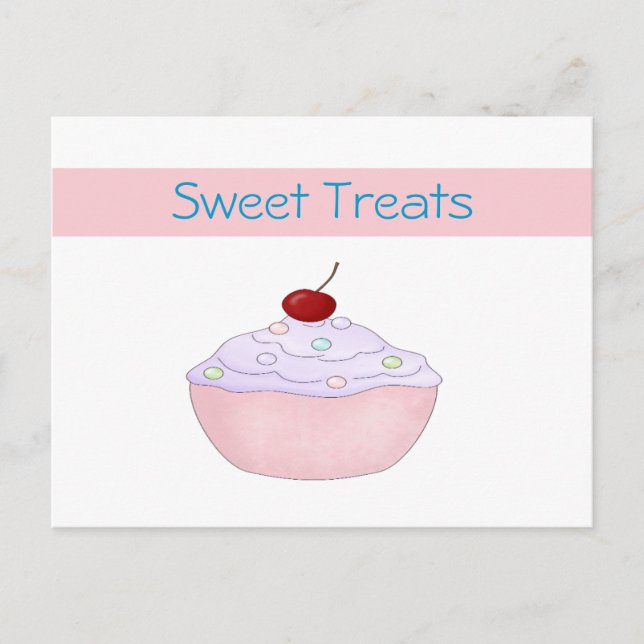 Postale Carte Recette Cupcake Rose (Devant)