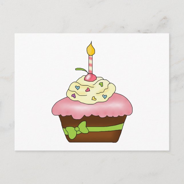 Postale Carte Recette Cupcake Rose (Devant)