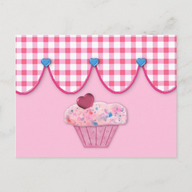 Postale Carte Recette Cupcake Rose (Devant)