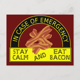 Postale Carte Recette de Bacon pour rester calme