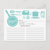 Carte Recette d'ustensiles de cuisine bleu moderne