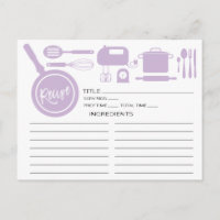 Carte Recette d'ustensiles de cuisine Lavender mod