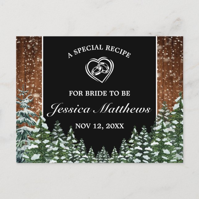 Postale Carte Recette Fête des mariées bois neige et pin d (Devant)