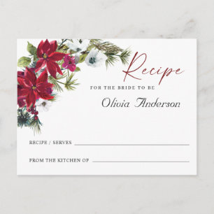 Postale Carte Recette Fête des mariées de Noël Rouge Poins