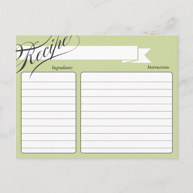 Postale Carte Recette Green Retro (Devant)