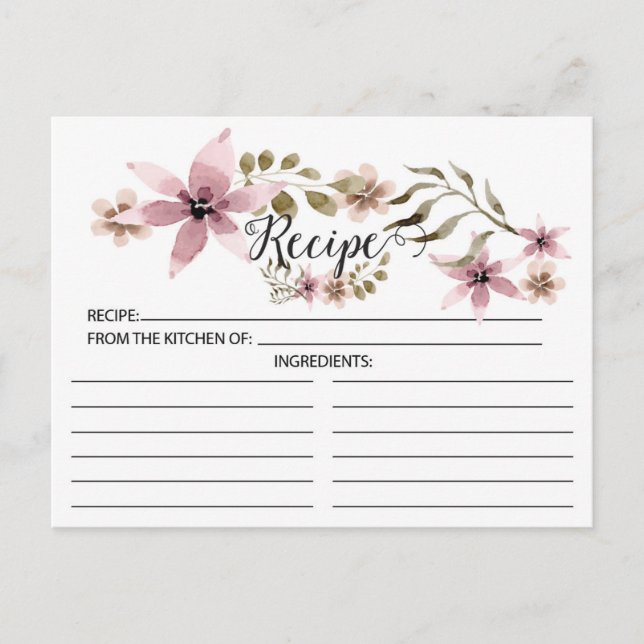Postale Carte Recette Jolie Fleurs violettes (Devant)