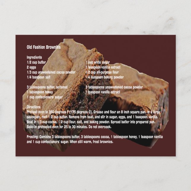 Postale Carte Recette Old Fashion Brownies (Devant)