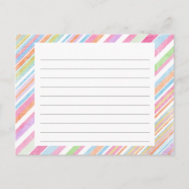 Postale Carte Recette Pastel Rainbow Stripes (Devant)