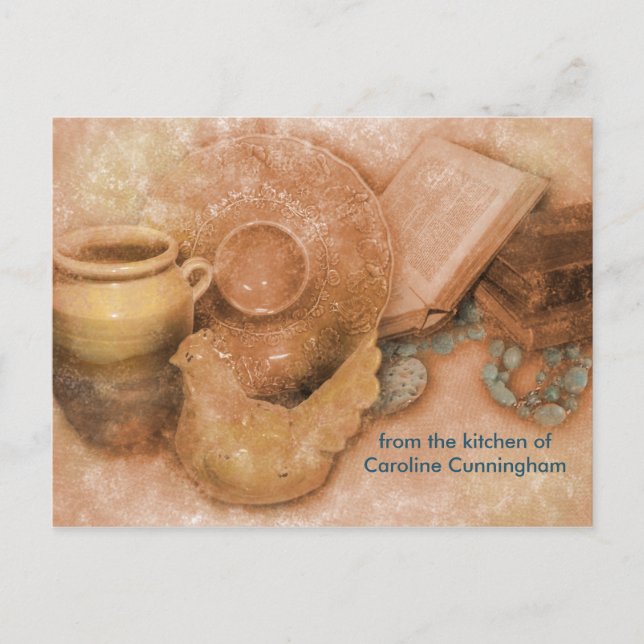 Postale Carte Recette personnalisée avec un coq en céramiq (Devant)