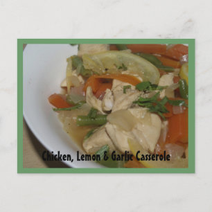 Postale Carte Recette Poulet, Citron & Ail Casserole Recet
