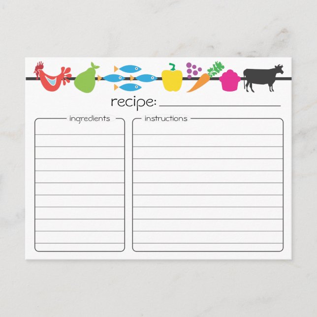 Postale Carte Recette Rétro (Devant)