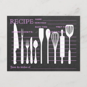 Postale Carte Recette Retro Tableau noir Outils de cuisine