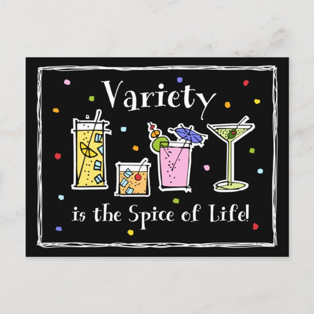 Postale Carte Recette Variété Cocktail (Devant)