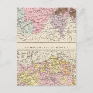 Postale Carte religieuse et linguistique de la Suisse