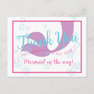 Postale Carte Remerciements Baby shower Mermaid