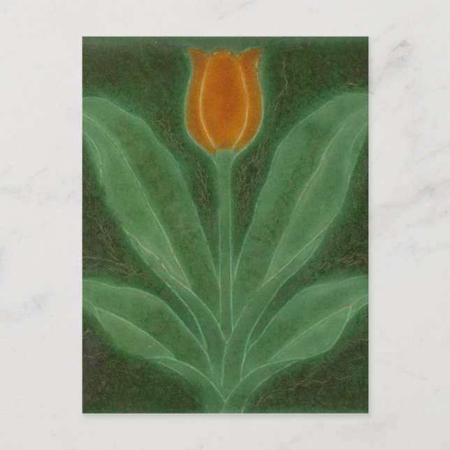 Postale Carte Repro Jaune Vert Tulipe Art Nouveau Carrelag (Devant)
