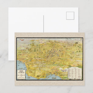 Postale Carte restaurée du Grand Los Angeles vintage 1932
