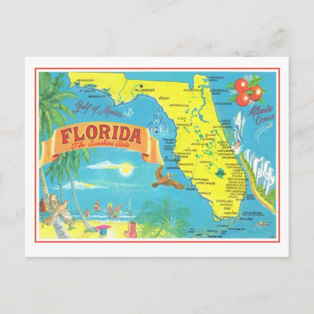 Postale Carte rétro de Floride  (Devant)