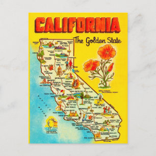 Postale Carte Rétro de l'État de Californie