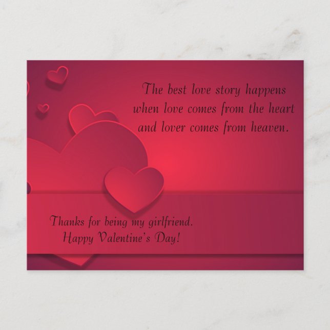 Postale Carte Romantique Valentine (Devant)