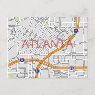 Postale Carte routière Atlanta Peachtree