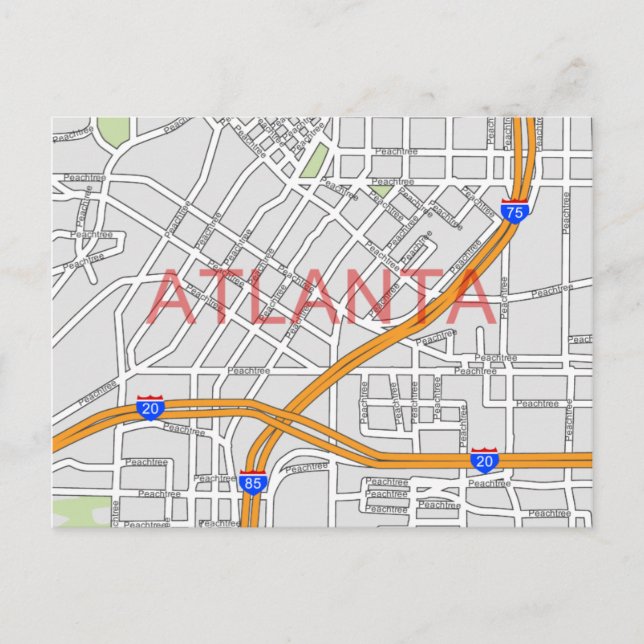Postale Carte routière Atlanta Peachtree (Devant)