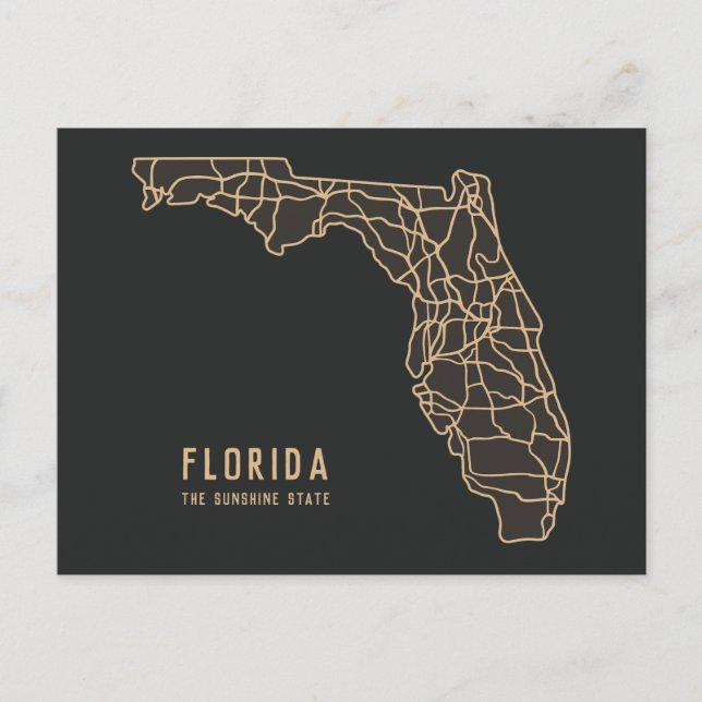 Postale Carte routière de la Floride - carte de l'État du  (Devant)