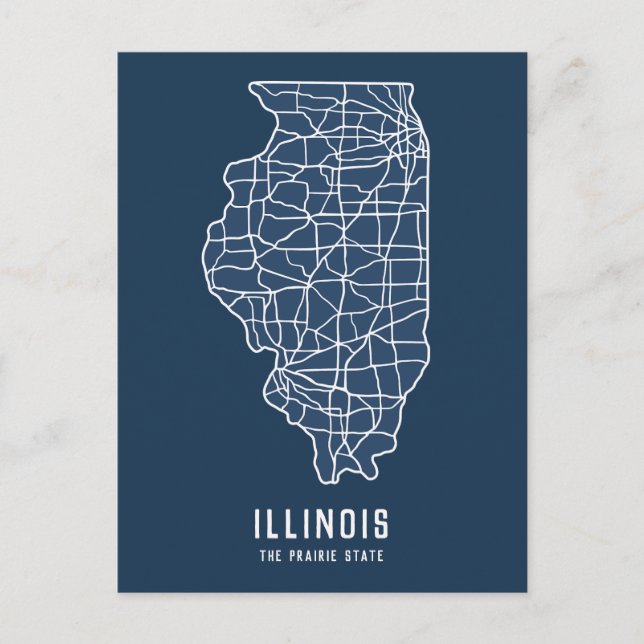 Postale Carte routière de l'État américain de l'Illinois - (Devant)