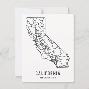 Postale carte routière de l'état de Californie - carte de 