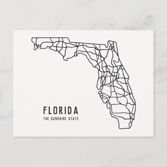 Postale Carte routière de l'État de Floride aux États-Unis (Devant)