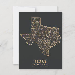 Postale Carte routière de l'État du Texas aux États-Unis -
