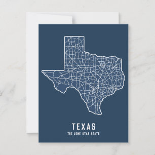 Postale Carte routière de l'État du Texas - carte de l'Éta