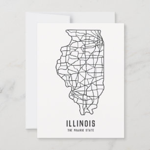 Postale Carte routière de l'Illinois - la carte de l'État 