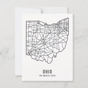 Postale Carte routière de l'Ohio - carte de l'État du Buck