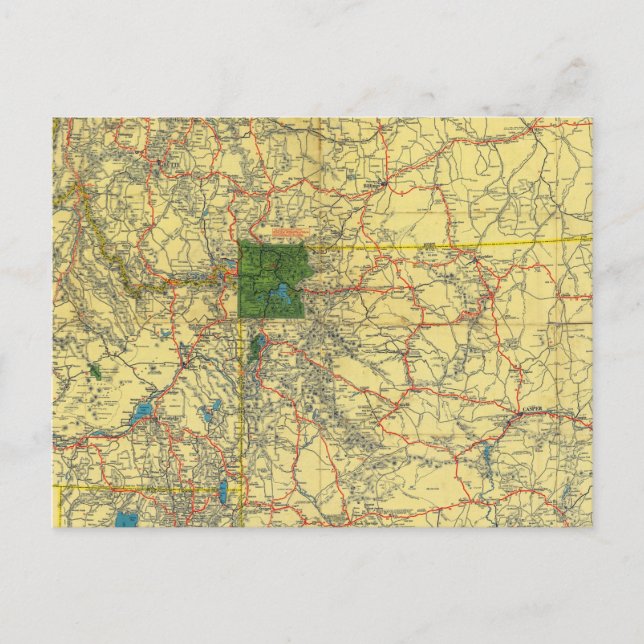 Postale Carte routière Idaho, Mont, Wyo (Devant)