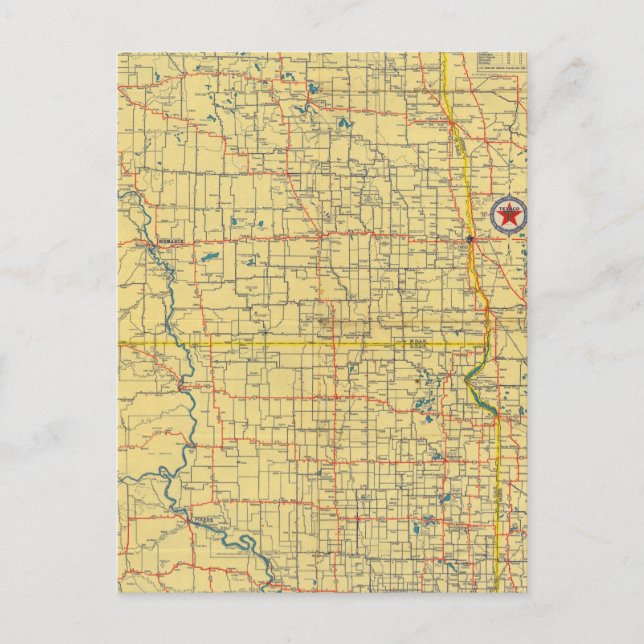 Postale Carte routière N & S Dakota (Devant)