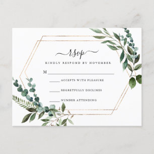 Postale Carte RSVP cadre or floral