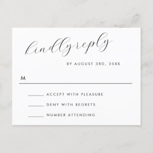 Postale Carte RSVP de réponse du Mariage de script de répo